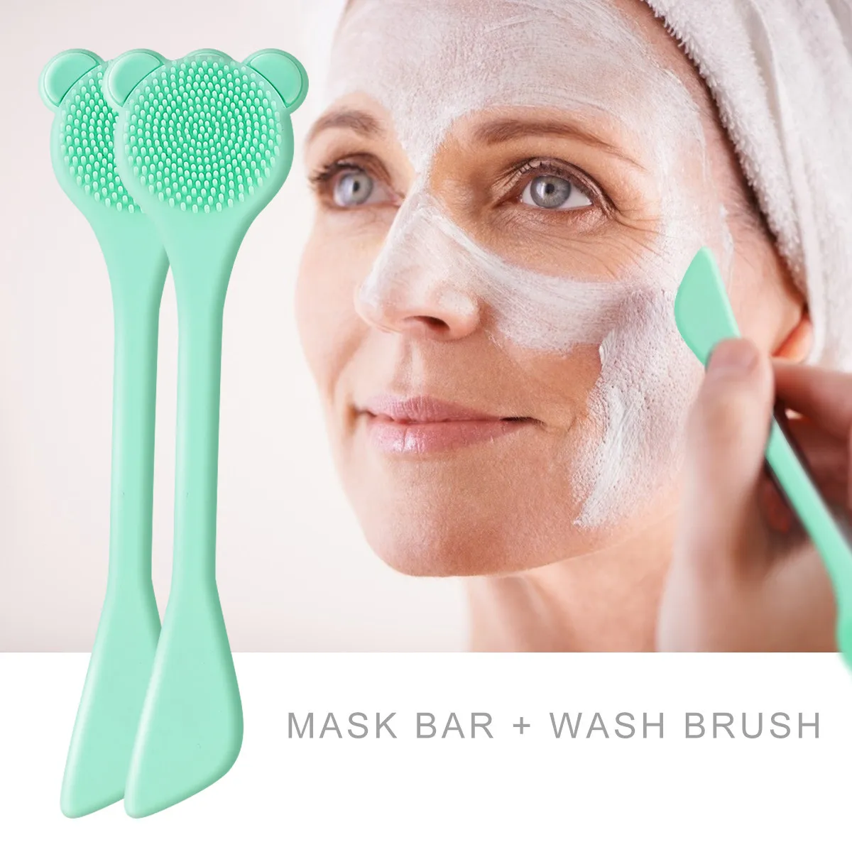 Escova de silicone para nariz, cabo longo, cerdas macias, ferramenta de limpeza profunda dos poros, limpador facial, esfoliante, limpeza facial, 2 peç