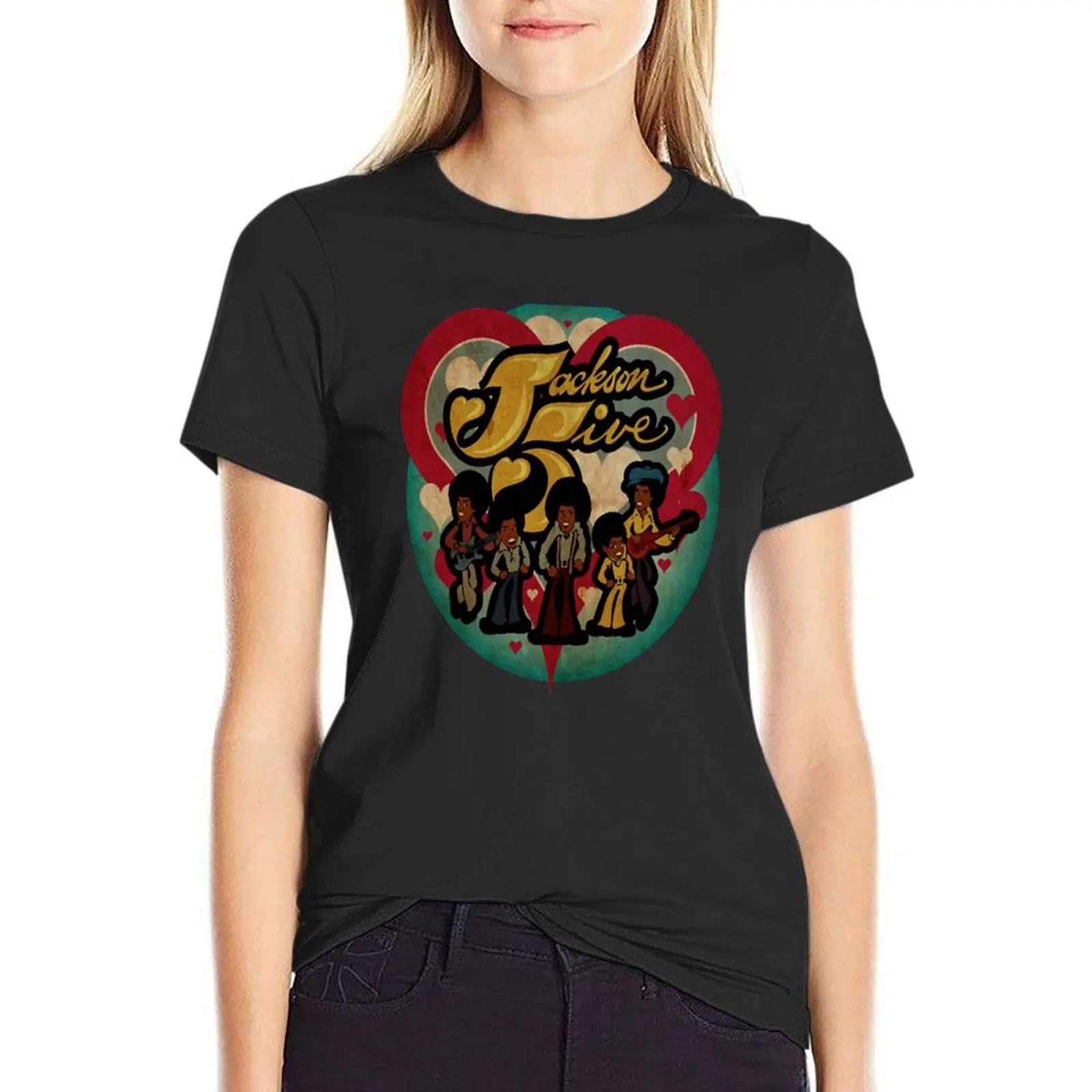 

The Jackson 5 Vintage T-Shirt Aesthetic clothing graphics Short sleeve tee black t shirts for Women