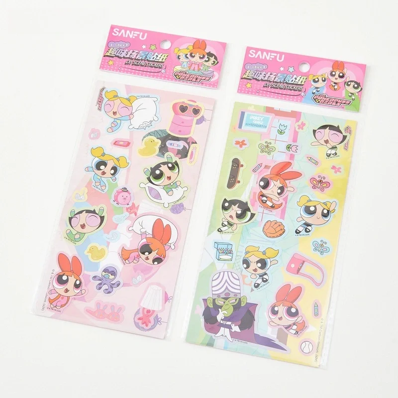 The Powerpuff Girls Scene (Room/Outdoor) Sticker Children Diy Scene Material Decoration Kawaii Cartoon Children Gift Sticker