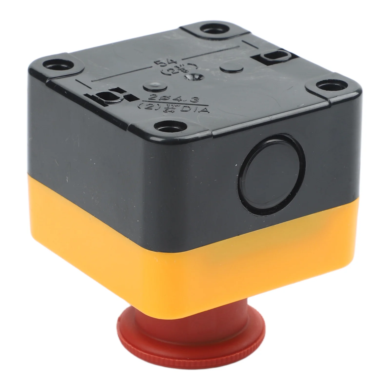Exigent Stop Push Button Switch Latching Button Operating Temperature -40 70 C Orange ABS Case Standard Mounting Hole 22mm