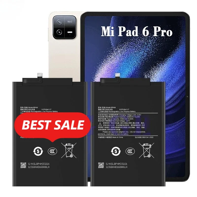 High Capacity BP4M Replacement Battery Grade A Cell for Xiaomi Mi Pad 6 Pro Tablet with Repair Tools