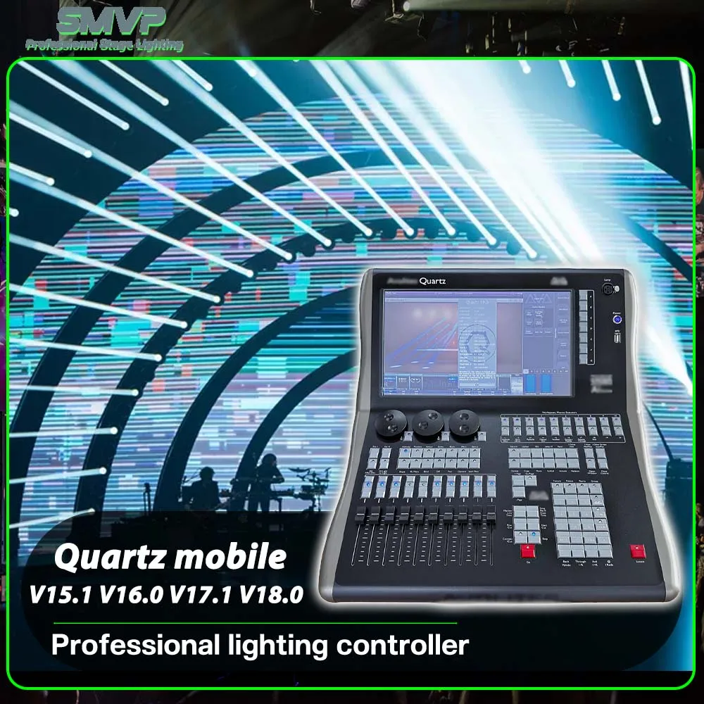 

New QUARTZ V15.1 V16 V17.1 V18 Console With UPS Power Supply DMX512 Stage Light Controller For DJ Disco Concert Show Wedding Bar