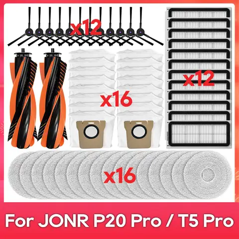 호환 ( JONR P20 PRO / JONR T5 PRO ) 로봇 청소기 부품 메인 롤러 브러시, 사이드 브러시, 필터, 걸레 천, 먼지봉투