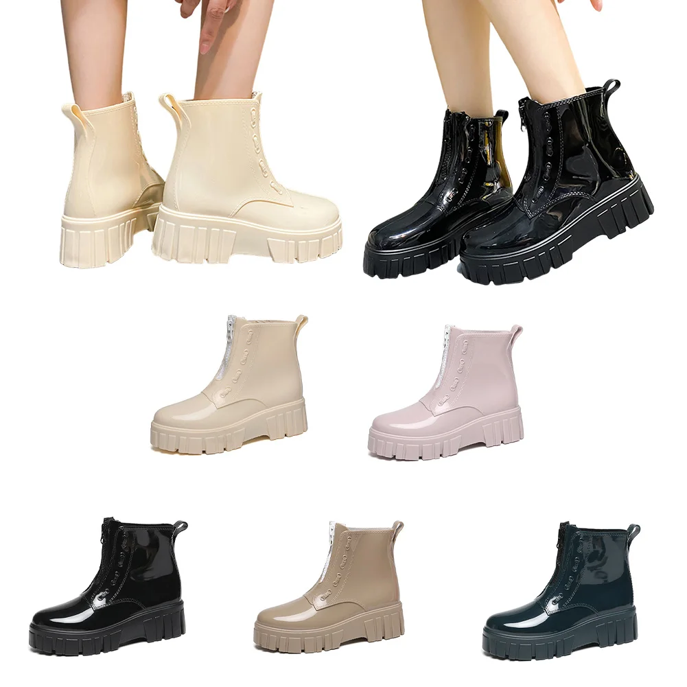 Women's Rain Boots Waterproof Chelsea Rainboots Anti-Slipping Wellington Boots Rubber Outdoor Work Shoes