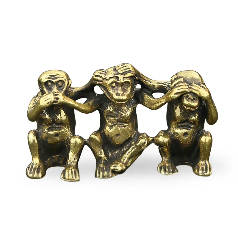 

Copper Three Monkeys Feng Shui Creative Crafts Home Decorations don't Say don't Listen don't See Monkey Figurines Ornaments Gift