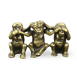 Copper Three Monkeys Feng Shui Creative Crafts Home Decorations don't Say don't Listen don't See Monkey Figurines Ornaments Gift