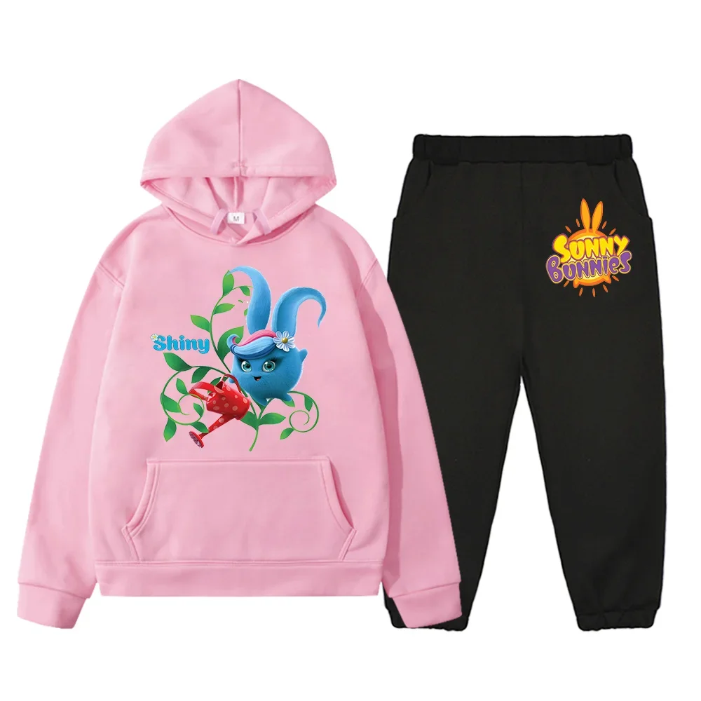 Sunny Bunnies Kids Clothes Suits Autumn Anime Hoodie Long Sleeve Sweatshirt Casual Fleece Pullovers Cartoon Sets Boys Girls Tops