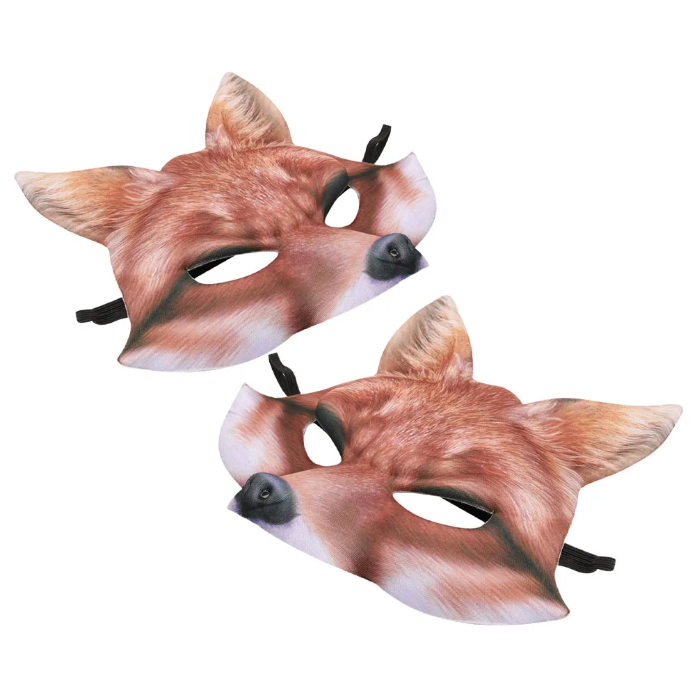 

2pcs Fox Mask Lightweight Comfortable Breathing Animal Face Masks for Adults Halloween Props Faux Eva White Realistic