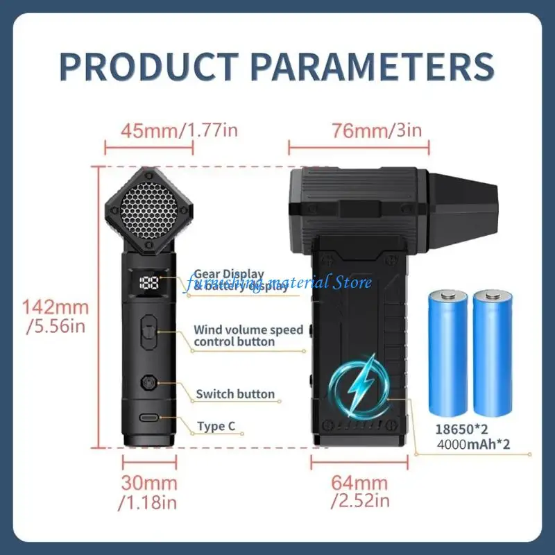 Y5GD Electric Air Duster 130000RPM Power Cordless Air Duster Adjustment Mini Blower Dust Blower for Computer Keyboard