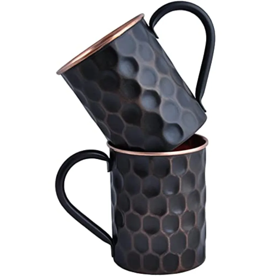 

Медные кружки для Moscow Mule 20 унций, матовые, черные, с сотовой структурой, для питья воды, подарки для него и для нее на годовщину, из натуральной меди