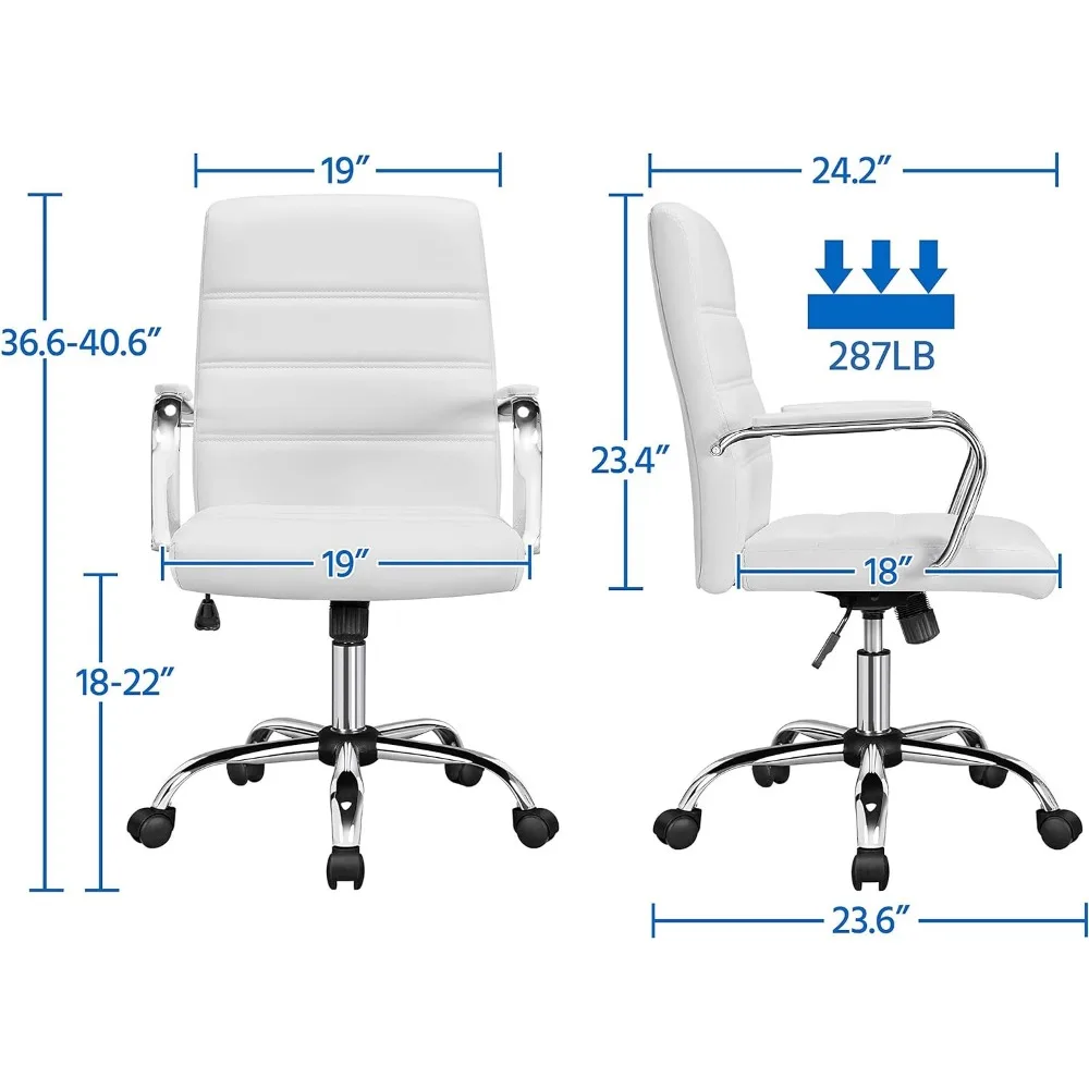 Chaise de Bureau Sans Accoudoirs, Rembourrée en Tissu, à Large Siège, Réglable, Recommande