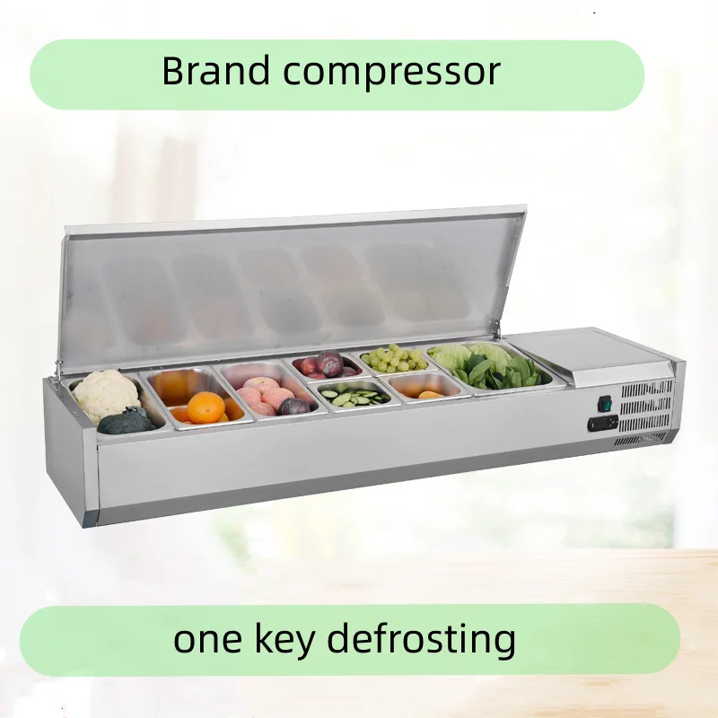 

Коммерческий холодильник для демонстрации пиццы, 1,5 м, ресторан, столешница, салатный бар, холодильник под столешницей для сохранения продуктов питания