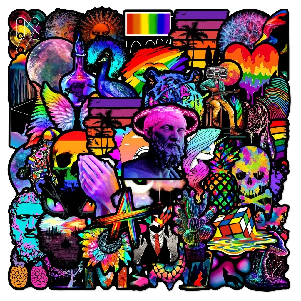 50PCS Colorful Abstract Art Graffiti Stickers For Luggage Phone Case Laptop Notebook Decals Gift Papery Pop Store