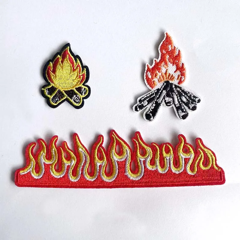 6PC/ Flames Badge Clothing Stickers Thermocollants,Campfire Bonfire Fabric Applique Embroidery Iron on Patches DIY Sewing Patch