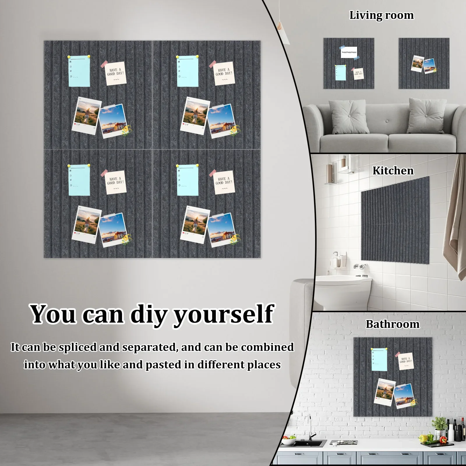 1Pcs Felt Bulletin Board Self-Adhesive Felt Cork Board Tiles 23x47inch Wall Decorative Pin Board Foldable Picture Signs