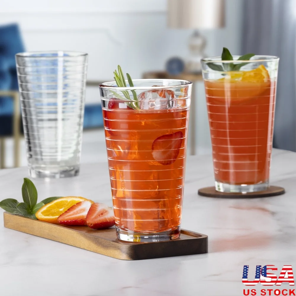 Juego de vasos de 8 piezas, vasos para beber de alta calidad, apilables, duraderos, aptos para lavavajillas, fiestas perfectas, Bar en casa, reuniones familiares