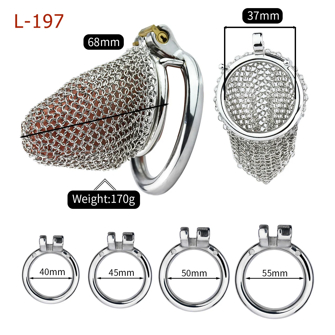 FAAK Strapon Male Chastity Cage Cock Ring Sleeve Lock  Adult Games Stainless Steel Mesh Chain Cock Cage  Sex Toys for Men