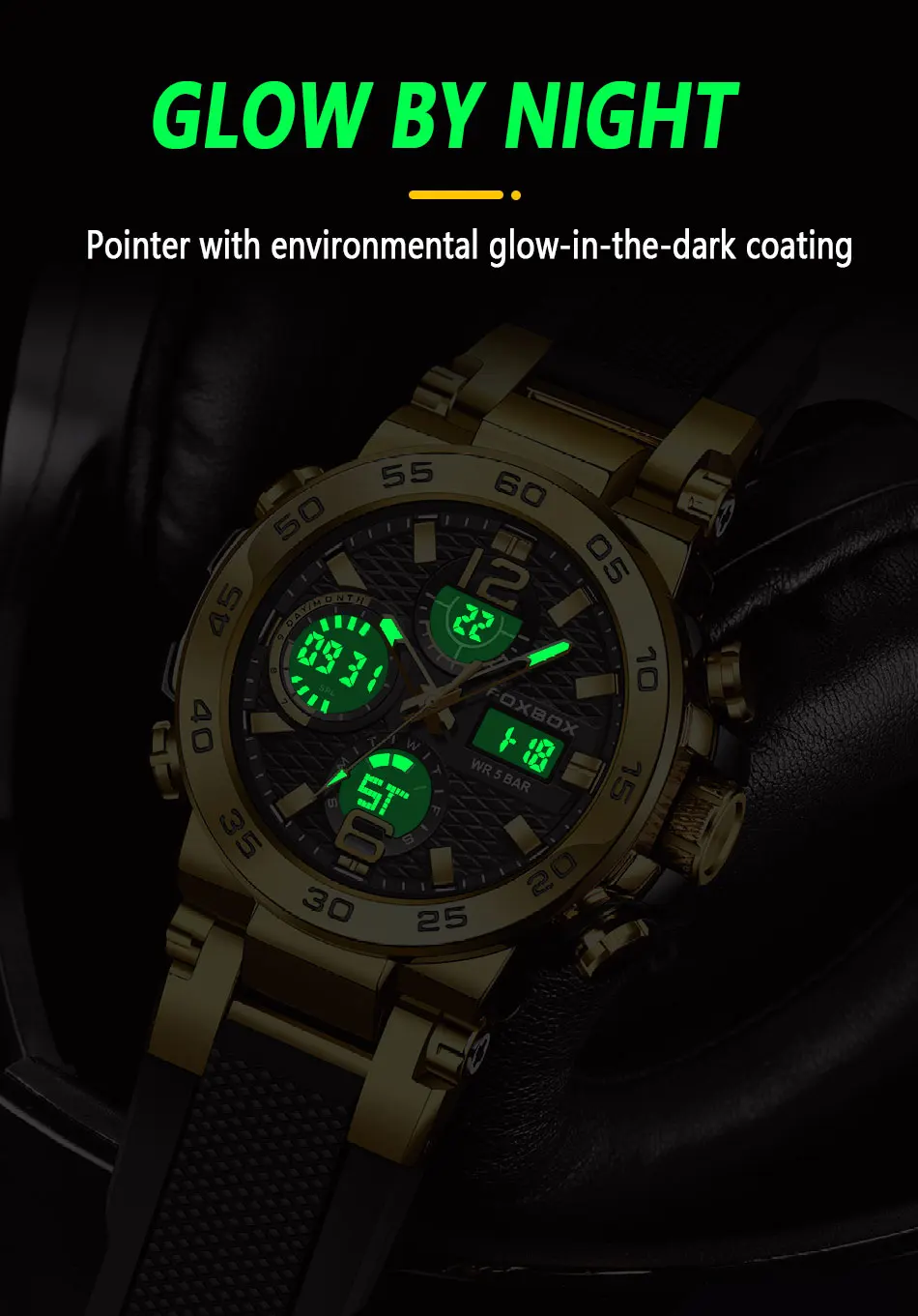 LIGE Neue Uhren für Herren, 50 m wasserdicht, Wecker, Reloj Hombre, LCD-Dual-Display-Armbanduhr, Quarz, Militär, Sport, Herrenuhr – Detail 9