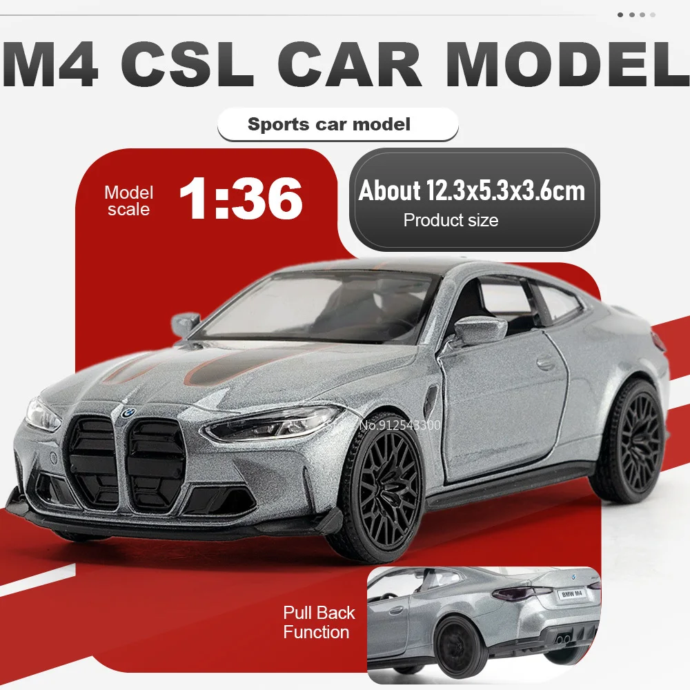 

Масштабная модель автомобиля M4 CSL M3 1987 года, 1:36, с открывающимися дверями, инерционная, миниатюрная, из сплава, с резиновыми шинами, специальный подарок