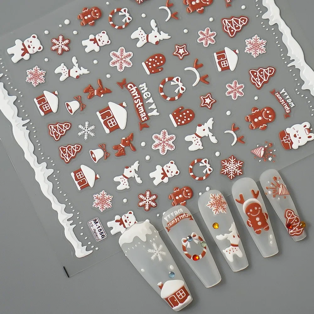 Embossed Manicure Stickers Three-dimensional Adhesive Nail Decal Jewelry Nail Art Decorations  Nail Stickers