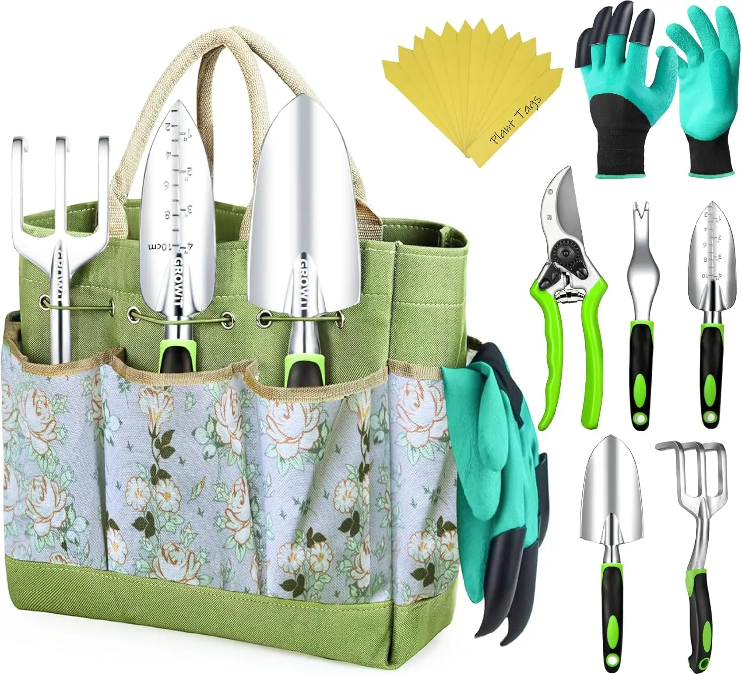 vy Duty Garden Tools 22 Pieces Floral Set - Rust Proof, Non-Slip, Durable Gardening Supplies - Ergonomic Gardening Hand