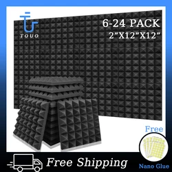 TOUO Acoustic Foam Panels 6/12/24 Pcs Soundproof Foam Wall Panels Studio Soundproofing On The Wall KTV Room Sound Proof Foam