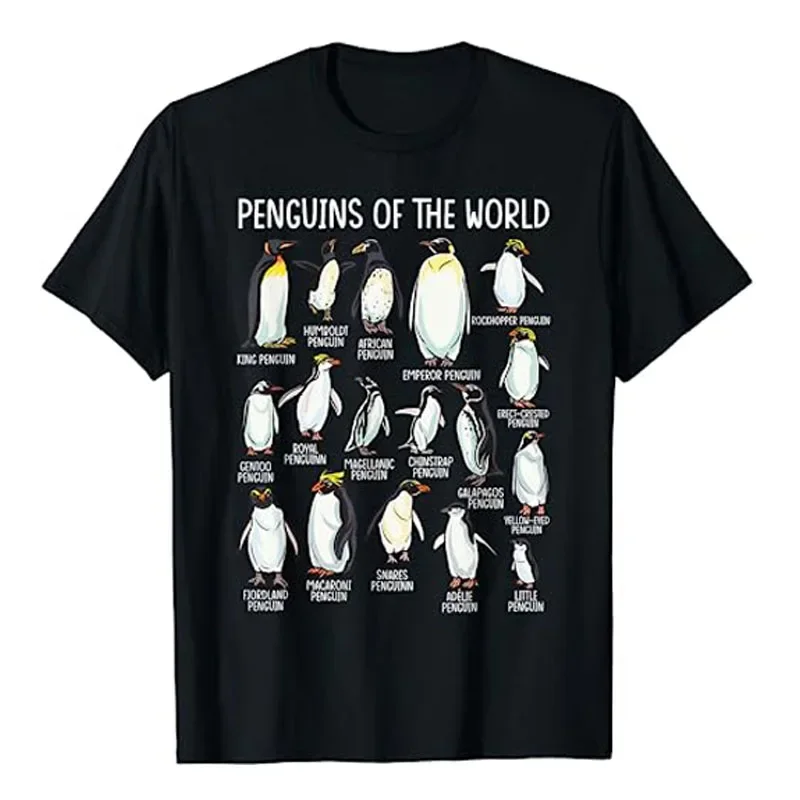 

Penguins of The World Zookeeper Sea Animal Penguin Lovers T-Shirt Types of Penguins Graphic Tee Tops Marine Biologists Clothes