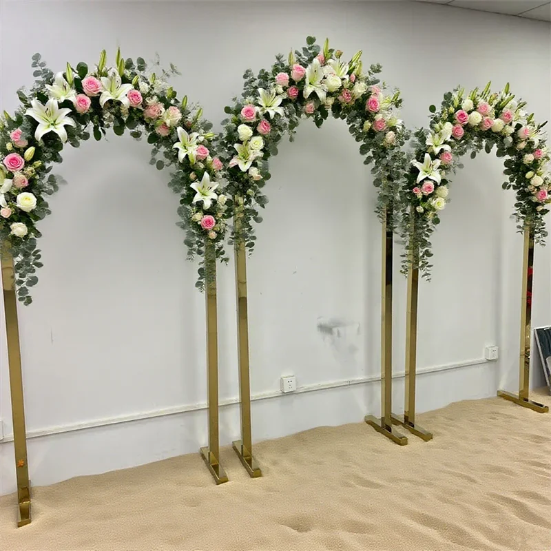 1/3pcs new wedding props wrought iron curved large arch background flower portal outdoor lawn wedding shelf