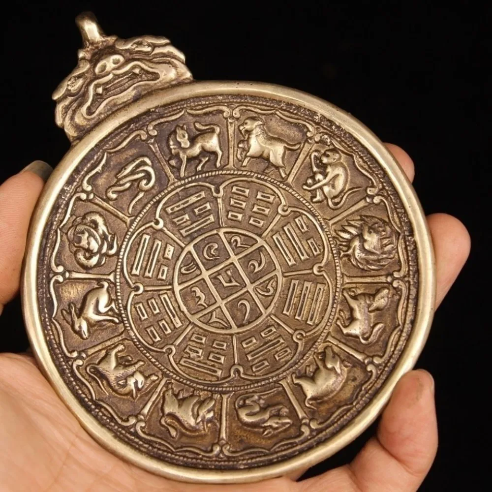 Rare Tibetan Handcrafted Carved “Nine Palaces and Eight Trigrams” Plaque—Home Decor and Collectible
