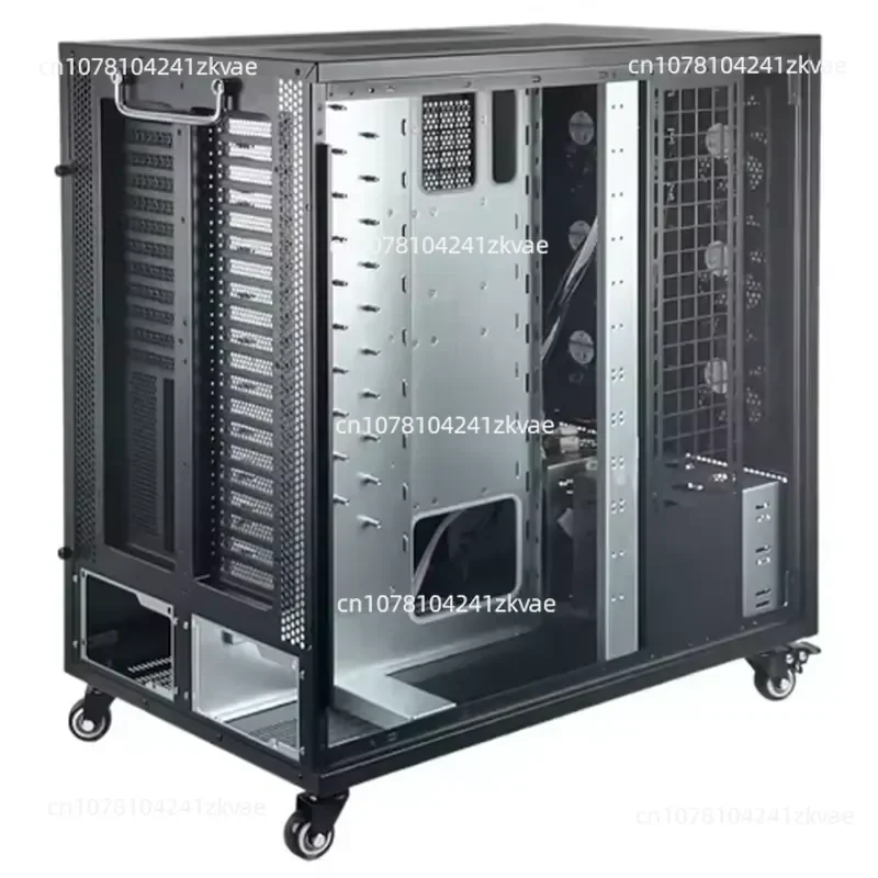 Tower Server Chassis Gaming Computer Chassis Design ATX Shape Support 2 * ATX PSU with Wheels
