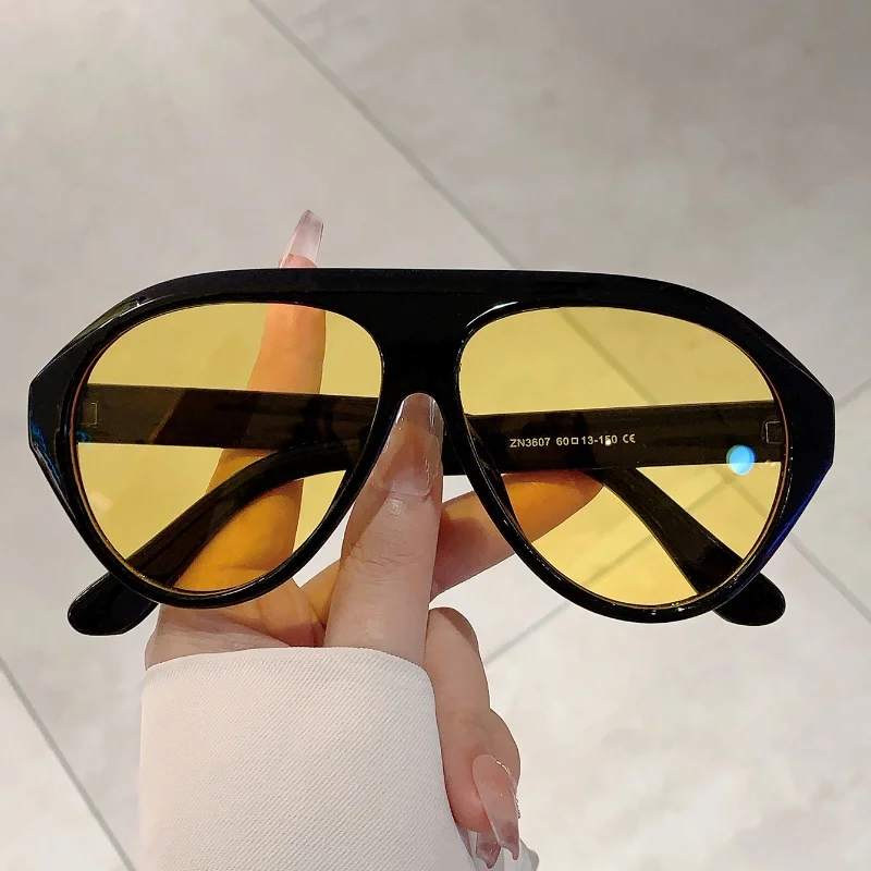 KAMMPT Fashion Pilot Sunglasses 2024 New in Vintage Gradient Outdoor Sun Glasses Trendy Stylish Korean Style Decorative Shades