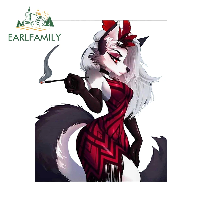 

EARLFAMILY 13cm x 10.6cm Elegant Smoking Loona Car Stickers Evening Dress Anime Sexy Decals Personality Caravan Racing Decor