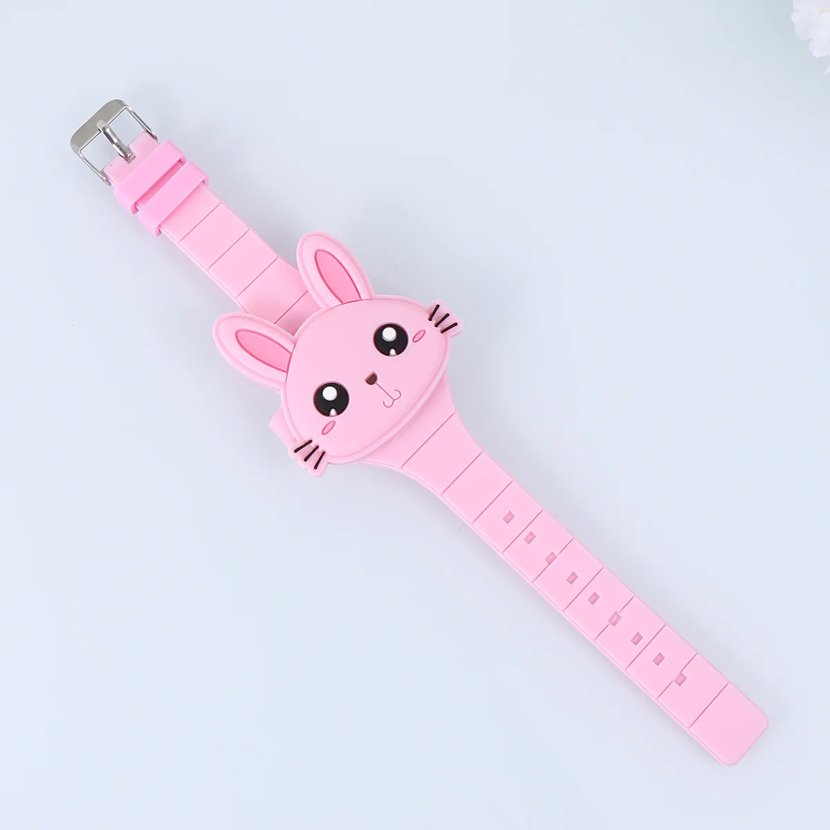 

Silicone Rabbit Shaped Watch Cartoon Design Electronic Timepiece for Birthday Shower Gift Light Pink