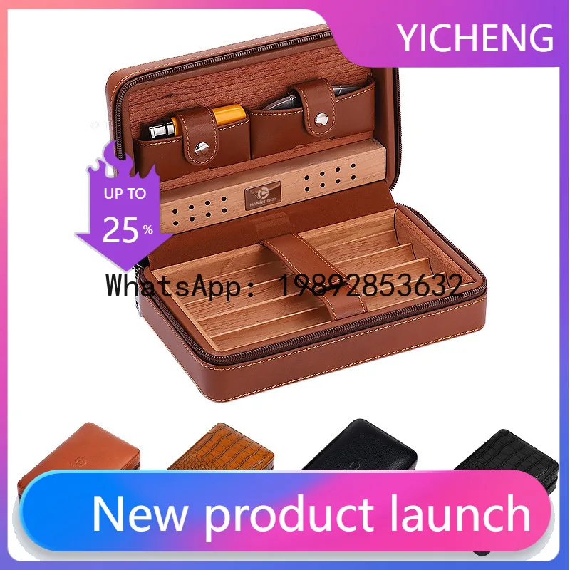 

Hz cigar humidor cedar wood portable cigar case humidification box - basic model (accessories not included)