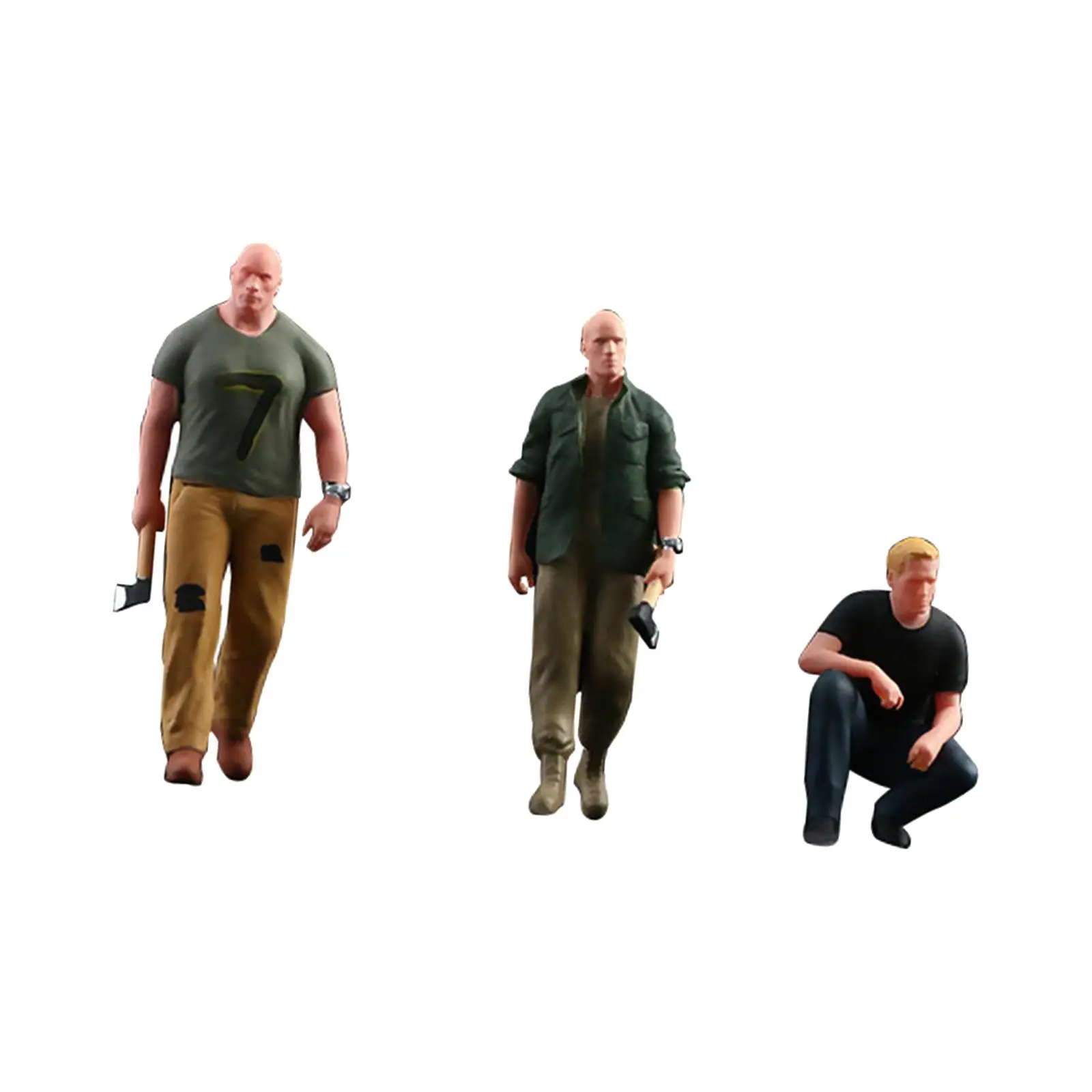 3x 1:64 Figures Model Painted Micro Architectural Realistic Character Men Doll for Fairy Gardens Railways Miniature Scene