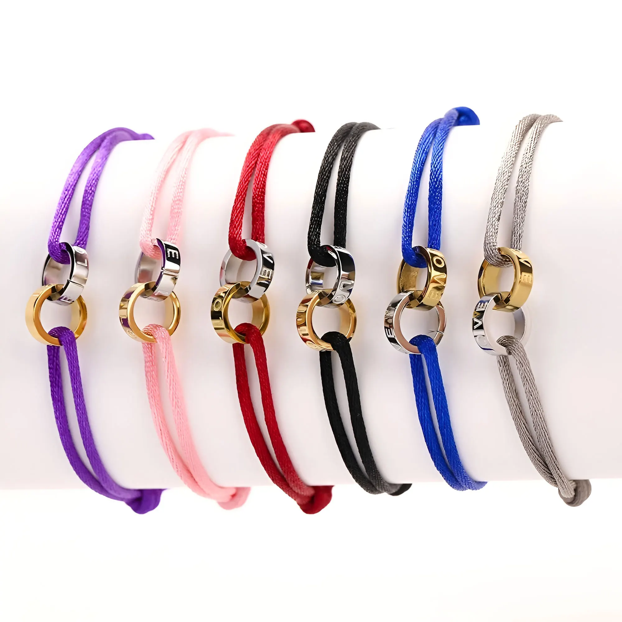 

Premium Stainless Steel LOVE Buckle Bracelet - Adjustable Rope Design for Unisex Style