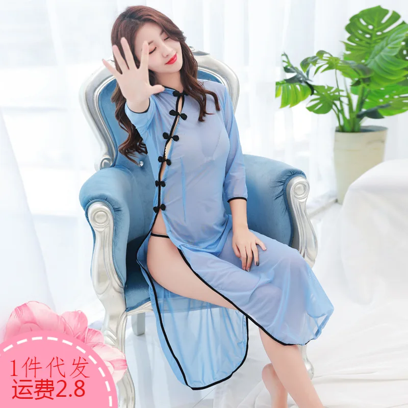 

Lencería sexy Classical cheongsam perspective sexy pajamas, transparent women's erotic underwear set 8317