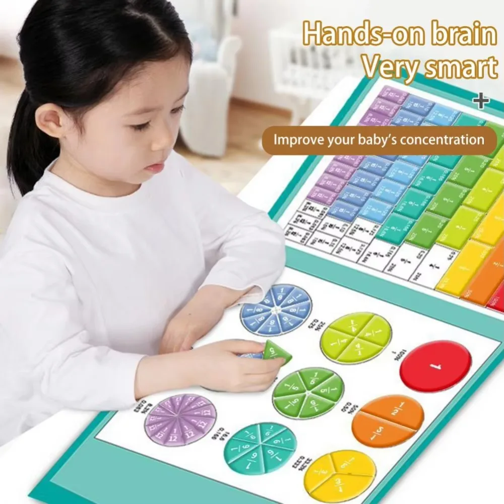 啓蒙 분수 장난감 수학 분수 책 자기 분수 학습 수학 장난감 타일 원형 산술 교육 보조 장치