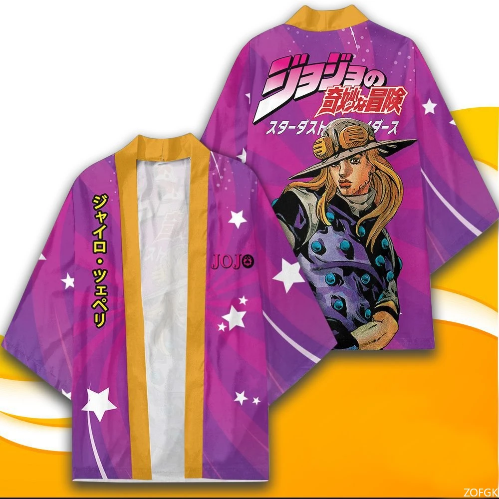 Anime JoJo's Bizarre Adventure Role-playing Kimono 3D Dicetak Yukata Cape Cardigan Pakaian Olahraga Kostum Halloween