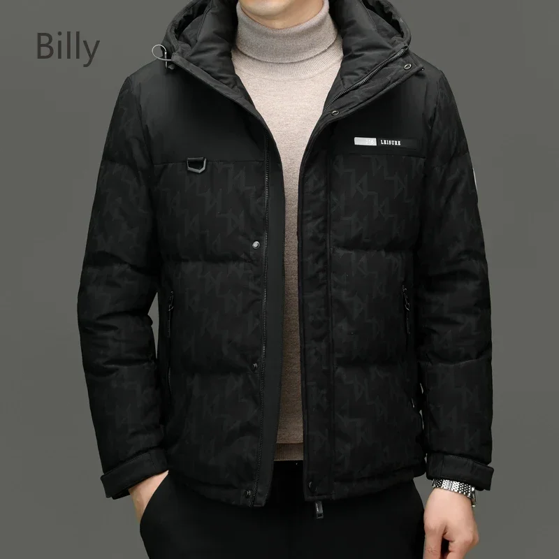 Billy Designer Clothes Light Luxury Men's Winter Short Down Jacket  Duck Down Thickening Warmth Coats for Men Hooded Man Jackets