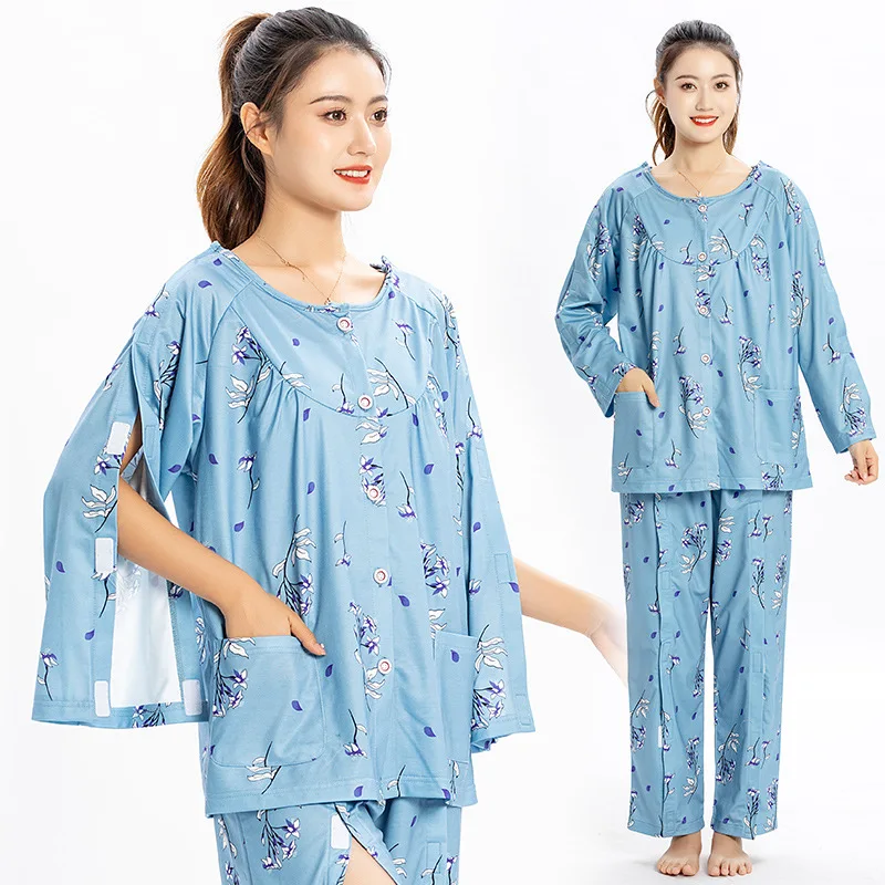 Fractures patients Special nursing clothes Full open Patient uniform easy to wear home pajamas for patients medical top pants