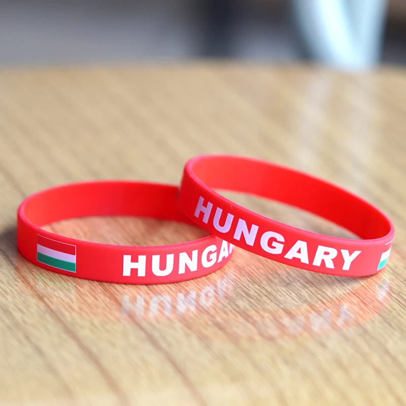 Customized 2pcs Hungary National Flag Wristband Sport Silicone Bracelet Rubber Band Commemorative Fashion Accessory