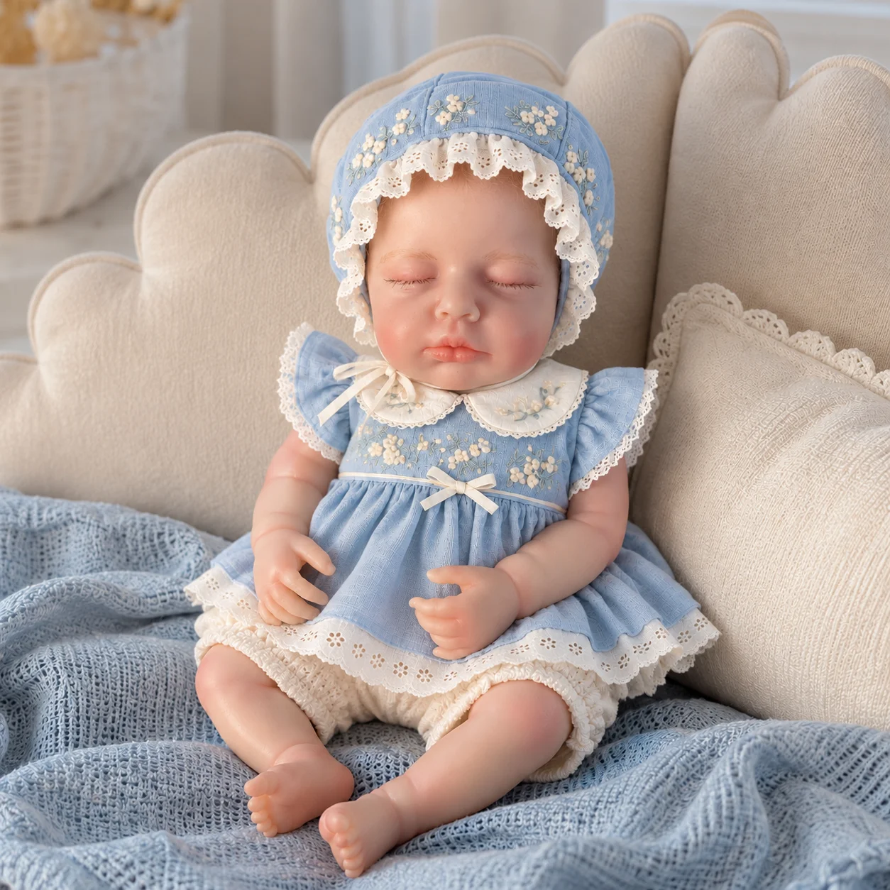 12Inch Lifelike Reborn Baby Doll Full Silicone Washable Closed‑Mouth Mini Newborn Realistic Cuddly Doll Random Clothing For Coll