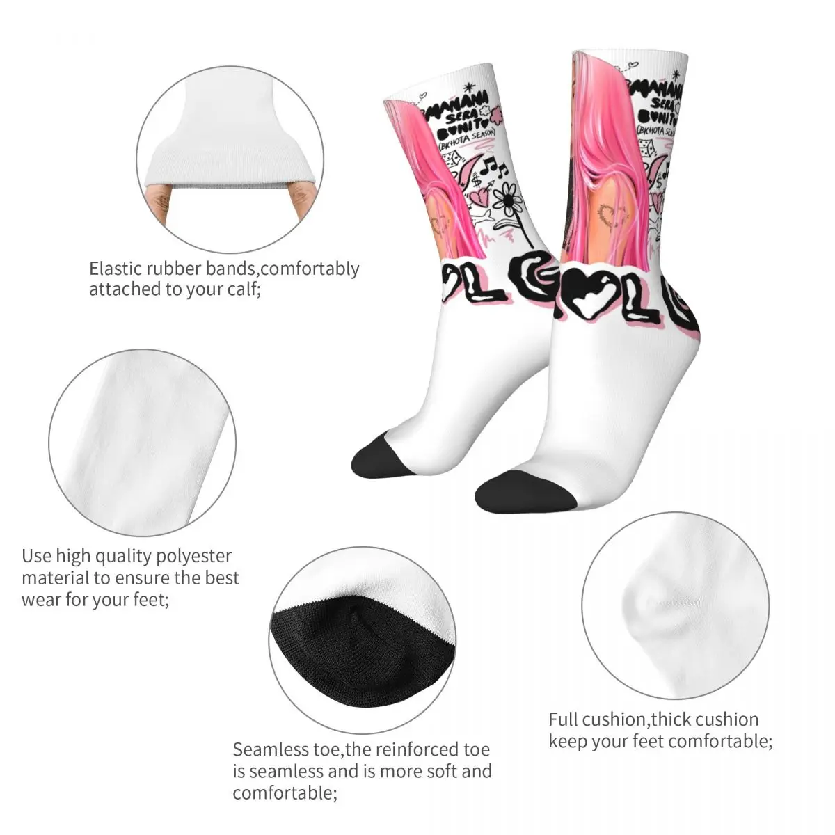 Autumn Winter Harajuku Women Men Karol G Bichota Season Socks Non-slip Football Socks