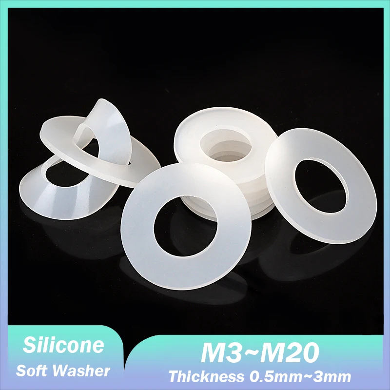 M3~M20 Silicone O Ring Seal Washer High Temperature Resistant Soft Silicone Flat Gasket Waterproof Plastic Sealing Ring Gasket