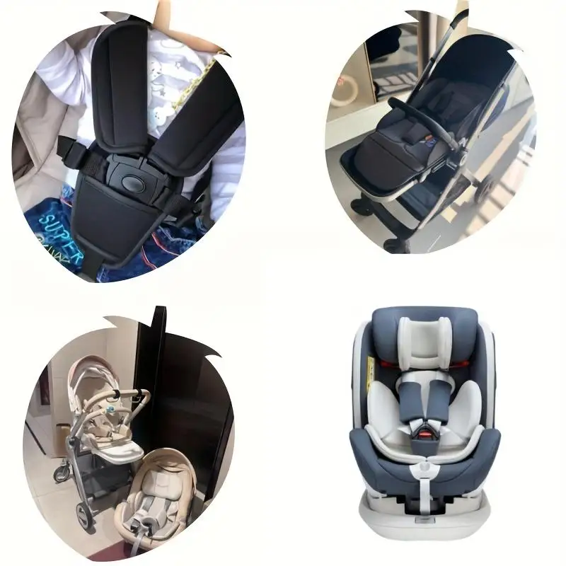 

Baby Harness For Pushchair Dinner Chair Highchair 5 Points Safety Belt Length Adjust PU Leather Shoulder Crotch PAD Universal