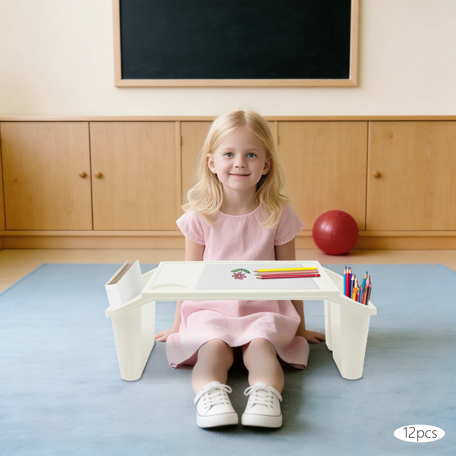 

12 шт., детский поднос для коленей, объемный портативный поднос для занятий спортом, штабелируемый портативный поднос для дошкольников, центры для дневного ухода, детские товары