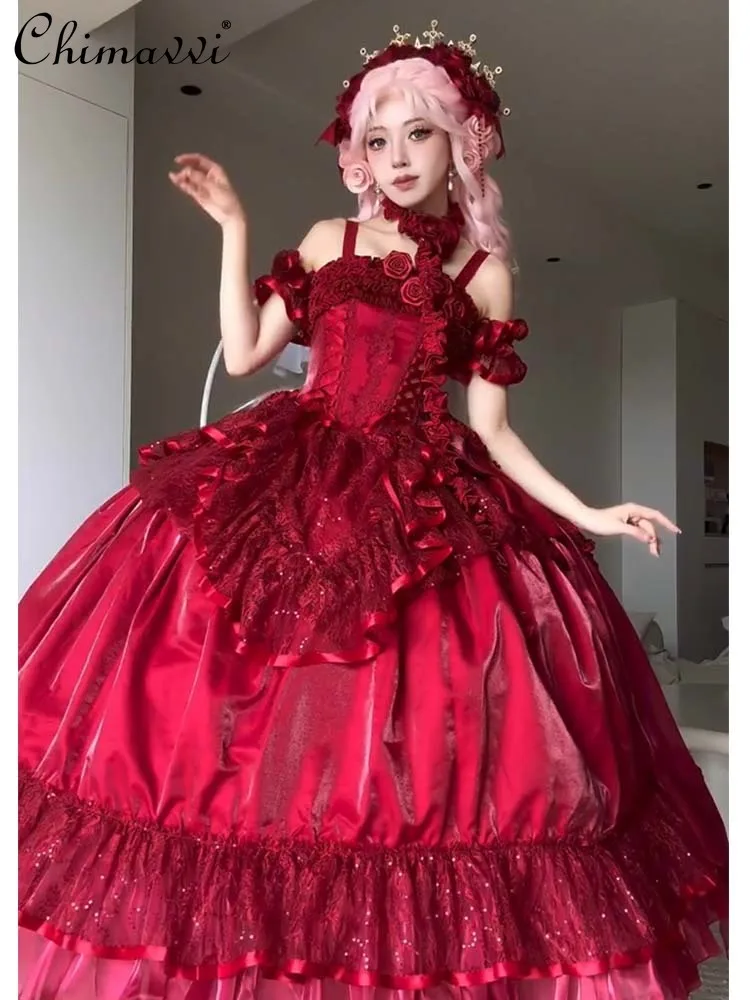 Lolita Bride Gothic Off-Shoulder Coming-of-Age Party Dress Autumn New Heavy  Birthday High-Waist Elegant Puffy Princess Dress - AliExpress 200000345