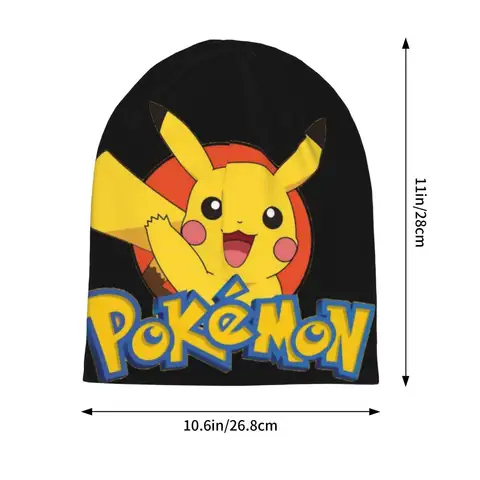 Pikachu Modehattar Japanska Tecknade Spel Pokemon Tunn Hatt Motorhuva Hipster Skullies Mössor Kepsar Herr Dam Hörselkåpor 6 best sales motorhuv pikachu - №6