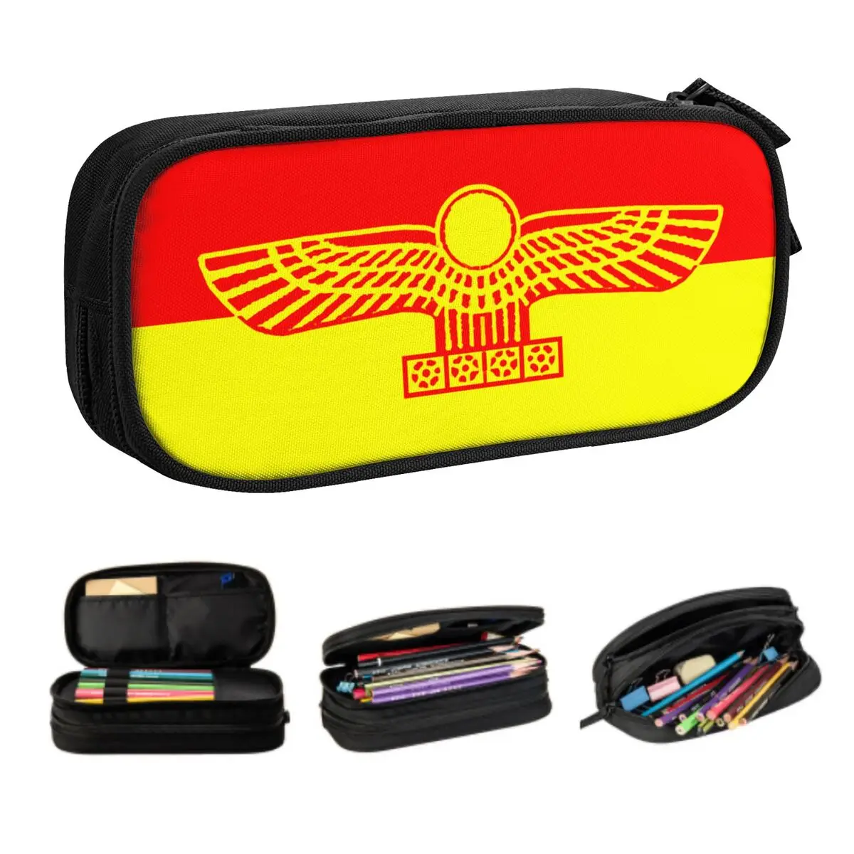 Пользовательские милые арамейские пеналы с флагом Suryoyo для девочек и мальчиков, древний Aram, большая вместительная сумка для ручек, коробка, школьные принадлежности